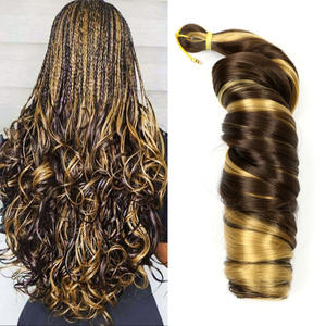 Venta al por mayor de 24 pulgadas de fibra de alta temperatura gente negra africana español espiral ganchillo extensión Ombre pelo trenzado rizado sintético - Product Image 5
