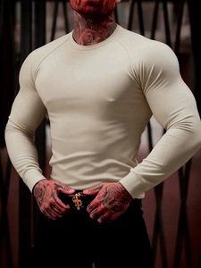 Camiseta Deportiva para Hombre, para Gimnasio, de Forro Polar, Manga Larga, para Entrenamiento, Running y Deportes - Product Image 2