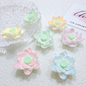 Hojas de loto en un estanque de flores de loto, accesorios de resina, pegatina decorativa 3d para armario y refrigerador, pequeños adornos decorativos - Product Image 2