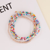 Bracelets en perles de verre multicouches de style bohème, faits à la main, avec des perles de riz colorées, des glands en cristal, bijoux pour femmes, cadeau