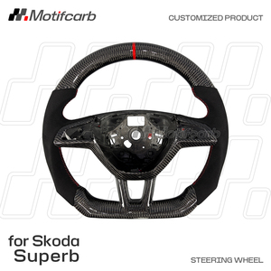 Volante deportivo personalizado de fibra de carbono para Skoda Octavia RS VRS Kodiaq Superb Rapid Kamiq Fabia Karoq Scout 2013-2020 - Product Image 2