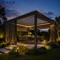 Aluminium-Lamellenpergola mit LED-Beleuchtung und Sichtschutz-Seitenwänden für Garten, Nachtessen und Terrasse