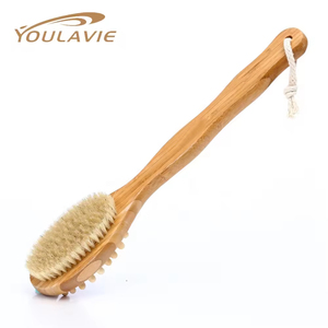 Brosse à cheveux écologique en bois et nylon, ronde, avec <span class=keywords><strong>coussin</strong></span> et poignée souple, brosse douce pour le visage avec fonction <span class=keywords><strong>de</strong></span> massage - Product Image 2