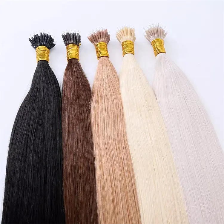 Highknight Italian Keratin Glue Bond Nano tip Hair Extensions Human Hair Double Drawn Remy Nano Beads Hair Extensions