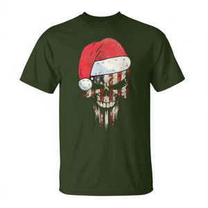 <b>Christmas</b> Santa Vintage Skull T-<b>Shirt</b> Men's Graphic <b>Tee</b> Holiday Gift - Product Image 2