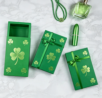 Boîtes cadeaux trèfle à quatre feuilles en feuille d'or, boîte verte avec nœud en soie pour rouge à lèvres, bijoux, petits cadeaux, vente en gros, OEM, MOQ