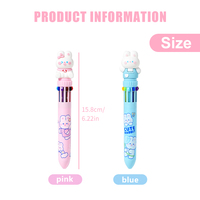 Ensemble de stylos à bille 10 couleurs Lapin Mignon - Design Adorable Couleurs Vives Plastique Sûr Largeur d'écriture de 0,7 mm. pour les enfants et les étudiants