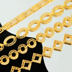 Italian Designer Fashion Women <b>Bracelet</b> 21k <b>Gold</b> Plated Hollow Zircon Handmade Chains for Daily Wear - Product Image 3