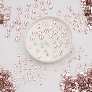Perles de strass à coudre en résine époxy Rosaline 5 mm, à dos plat et trou central, pour la confection de bijoux et de pendentifs médaillons - Product Image 2