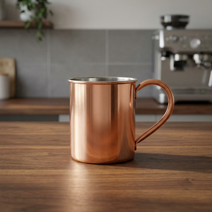 Mug en laiton et acier inoxydable, style moderne, finition cuivrée et polie, fabrication artisanale, laiton antique, en gros - I H C - Product Image 1