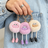 Porte-clés en fausse fourrure de lapin Rex douce, pompon pour chaton, poupée pompon, porte-clés pour femme, fille, breloque pour sac, jouet, pendentif, accessoires