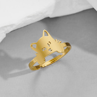Bijoux animaux de mode anneaux en acier inoxydable étanches ouvertures réglables anneau de chat cadeaux pour les femmes