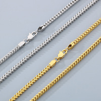 KN115430-KTrendy Chaîne Franco 2mm 3mm 4mm 6mm 8mm Style Punk Plaqué Or Collier Double Face Bijoux Hip Hop Longueur 65CM