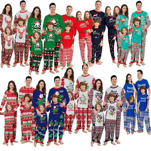 Conjunto de pijamas navideños personalizados a juego para la familia, ropa de dormir roja/verde para vacaciones, niñas, niños, parejas, padres, hijos, hermanos, OEM - Product Image 1