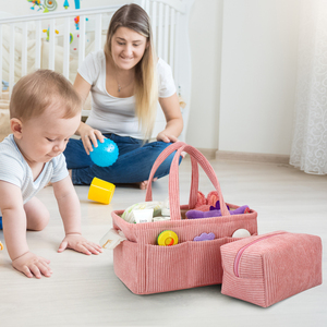 Organisateur de caddie de couches en velours côtelé doux de bonne qualité pour les sacs <span class=keywords><strong>à</strong></span> <span class=keywords><strong>langer</strong></span> hospitaliers avec étui <span class=keywords><strong>à</strong></span> cosmétiques de voyage moelleux - Product Image 2