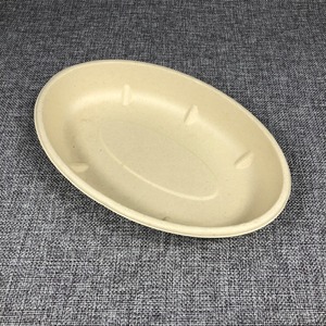 Promotion A37 : 15% de réduction sur les barquettes alimentaires rectangulaires en bagasse de canne à sucre biodégradable avec compartiment pour sauce, barquette ovale compostable en canne à sucre - Product Image 5