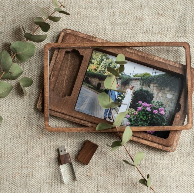Personalized Wood Photo Gift Box Acrylic Wooden Wedding Memory Gift Box Engraved USB Art Style Love Decoration Christmas Plywood