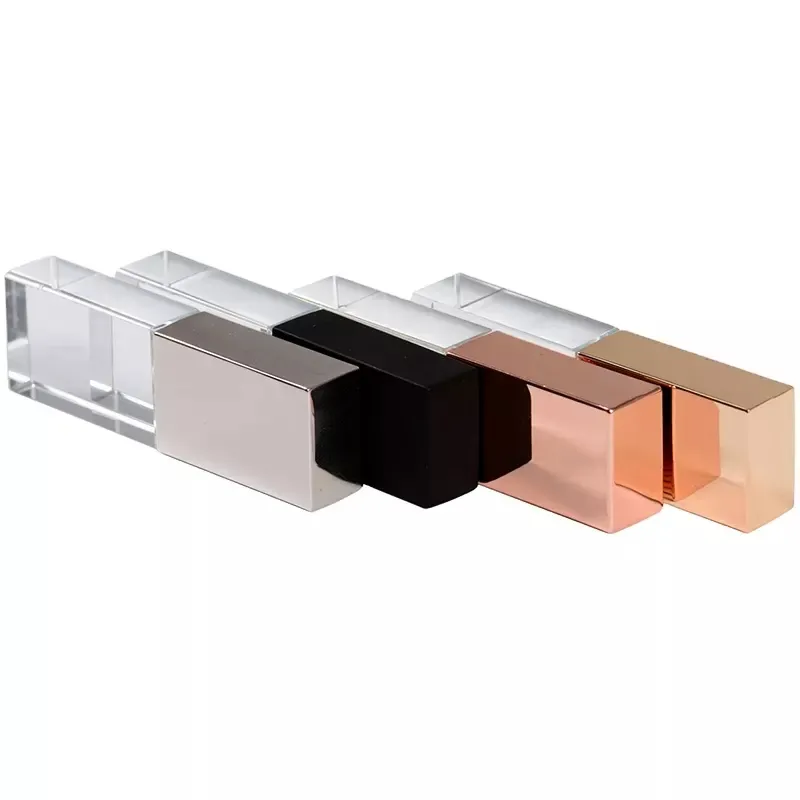 Memoria USB para estudio de vídeo, logo grabado con láser, usb 2,0 3,0, 4GB, 8GB, 16GB, tapa de cristal, oro rosa, Plata