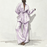 Ensemble Lounge Deux Pièces Femme Kimono Manches Ballons Oversize et Pantalon Ample