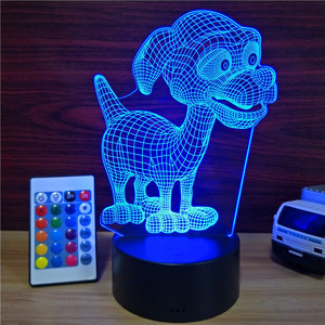Lampe à illusion 3D fantaisie en forme d'animal, lumière LED de nuit de Noël, adorable chien, lampe de bureau tactile, changement de couleur avec câble USB, cadeau pour enfants - Product Image 6