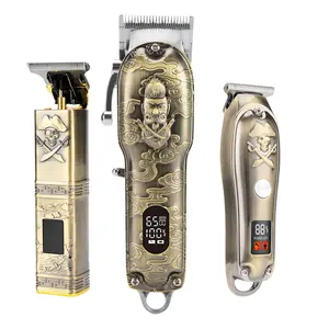 Tondeuse à cheveux sans fil rechargeable rétro en bronze T9 0mm, tondeuse électrique personnalisée avec logo personnalisé