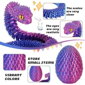 Juguete Antiestrés Huevo de Dragón Impreso en 3D con Serpiente Articulada en el Interior, Flexible, para Niños de 8 a 13 Años, Unisex, de Plástico, Clásico - Product Image 4