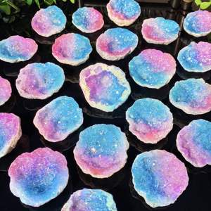 Vente en gros de cristaux naturels bleu et rose bicolores, cristaux semi-coupés, amas de cristaux, chakra, guérison, équilibre, champ magnétique, collection à domicile - Product Image 2