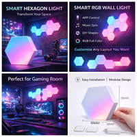 Paneles LED Hexagonales RGB para Pared, Control por Voz y Aplicación Inteligente, Sincronización Musical, Luz Modular para Configuración de Juegos, Decoración de Dormitorio y Estudio