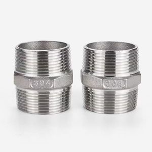 스테인레스 스틸 304 316 201 육각 니플 더블 링 광택 사각 헤드 파이프 피팅 스레드 외부 스레드 니플 - Product Image 4