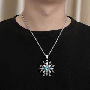 Eight Pointed Star Evil Eye Pendant <b>Titanium</b> Steel Men's Necklace SP953 - Product Image 2
