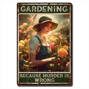 Plaque de jardinage en métal Because Murder is Wrong Wall Poster Plaque Vintage Iron Painting Decoration for Home Cafe Garden Club - Product Image 5