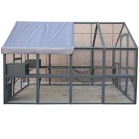 Cat Run Grand Enclos pour chat en bois Catio Outdoor Kitty House avec ponts, promenades, petites maisons, couverture de toit 110 pouces