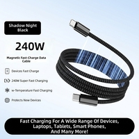 Kabel Tipe-C ke Tipe-C 240W 5A Pengisian Cepat, Tahan Lama, Berbahan Nilon Kepang, Konduktor Tembaga Murni untuk Earphone IOS, Tahan Suhu Rendah