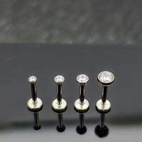 TOP-ELF F136 Clous d'oreille en titane sans filetage, Zircon 5A, Piercing de nez, Boucles d'oreilles populaires, Clous de nez, Bijoux de piercing tendance