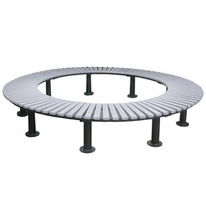 Banco Redondo de Jardín para Exteriores de Metal y Madera Plástica Reciclada - Product Image 1