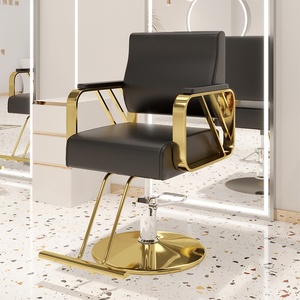 Sillón de Barbería con Base Dorada de Nuevo Diseño, Silla de Peluquería para Teñir y Hacer Permanentes, Giratoria 360 Grados, Negra - Product Image 4