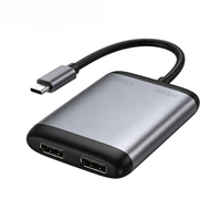 Hub USB-C 4-en-1 MST double DP 4K 60Hz, adaptateur multiport Type-C avec charge PD 100W, USB 3.0, adaptateur d'affichage double moniteur