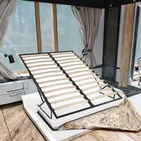 Cadre de lit métallique minimaliste durable et peu encombrant, avec lattes métalliques, idéal pour chambre, appartement, hôtel – Vente en gros usine à prix réduit