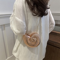 Sac à main tendance en forme de coquille en acrylique, sac à main tendance en forme d'escargot de mer métallique, chaîne de sac à main, sacs à main et sacs à main pour femmes, fête de mariage