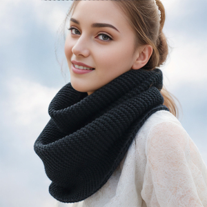 Vintage adolescents filles anneau écharpes automne hiver plus chaud cou femmes hiver tricoté solide épais écharpe hiver cercle boucle écharpe - Product Image 3
