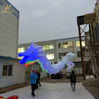 Poupée de dragon gonflable de 6 m de long à 3 têtes avec LED pour spectacle de lanternes nocturnes