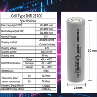 Batterie rechargeable au lithium-ion cylindrique haute capacité 21700 4800mAh 3.7V pour outils électriques et stockage d'énergie
