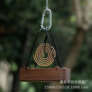 Wooden Outdoor Mosquito Coil Holder Solid Wood Hanging Incense Basket Portable <b>Camping</b> <b>Storage</b> <b>Box</b> Rectangular Simple Design - Product Image 1