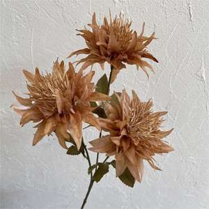 Nova Alta Qualidade 3 Cabeças Falso Anêmona Do Mar Flores Única Hola 65cm Comprimento Artificial Anêmona De Seda Branca para o Casamento - Product Image 4