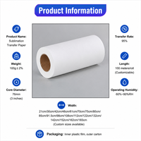 Rouleau de papier de sublimation premium 63 g/m² 83 g/m² 95 g/m² pour imprimante haute vitesse, papier à séchage rapide pour l'impression de vêtements de sport et d'uniformes, vente en gros