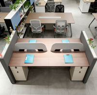 Mobilier de bureau moderne - Bureau informatique pour 4 personnes, table de travail en bois