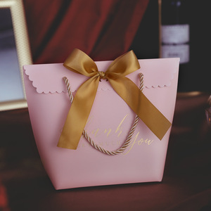 Custom Logo <b>Wedding</b> Packaging Bags Bowknot Giveaway Gift Party Supplies Chocolate Candy Box Paper Bags for Guests - Product Image 5