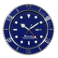 นาฬิกาแขวนผนังหรูหรา16นิ้ว,นาฬิกาแสดงวันที่ตัวเรือนสแตนเลสเรืองแสงพร้อมแว่นขยายกระจกนาฬิกาติดผนังขนาดใหญ่