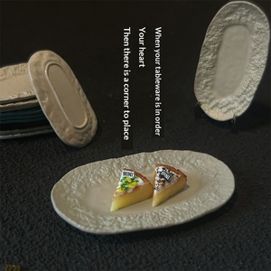 1:12 <strong>Doll</strong> House Mini Rock Steak Dinner Plate <strong>Doll</strong> House Accessories Long Dish Toy Model Miniature Dinner Plate Set - Product Image 4