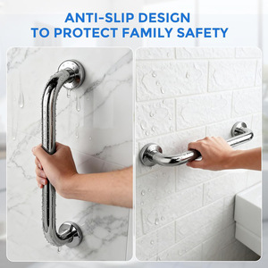 Barre d'appui de sécurité en acier inoxydable pour salle de bain, 12 pouces, nickel poli, pour toilettes et douche - Product Image 4